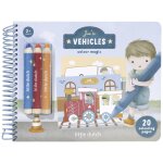 Cahier de coloriage bleu, rouge, jaune