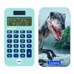 Calculatrice de poche dinosaures avec couvercle de protection, fonctions classiques et volues,  piles ...