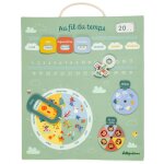 Calendrier ludique au fil du temps vert, jaune, bleu