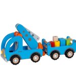 Camion grue avec remorque bleu