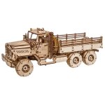 Camion de marchandise maquette en bois  construire, puzzle 3d mcanique tout - terrain brown