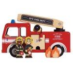 Camion de pompier en bois rouge