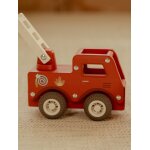 Camion pompier en bois rouge