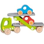Camion porte - voitures avec 2 v�hicules vert