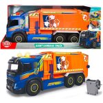 Camion poubelle géant orange et bleu Camion poubelle géant orange et bleu