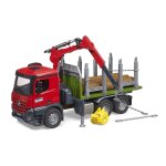 Camion de transport de bois mb arocs avec grue de chargement, grappin et 3 troncs d'arbre multicolore ...