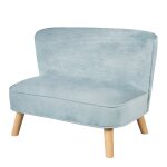 Canap� enfant en velours et bois massif - rembourr� en mousse - lil sofa bleu clair