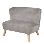Canap enfant en velours et bois massif - rembourr en mousse - lil sofa gris argent