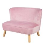 Canap� enfant en velours et bois massif - rembourr� en mousse - lil sofa rose pastel