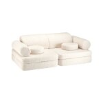 Canap� de jeu modulable enfant - settee convertible en teddy cream white