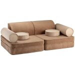 Canap� de jeu modulable enfant - settee convertible en velours c�tel� toffee