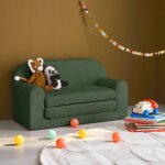 Canap� lit enfant en velours c�tel� d�pliable, l 90 x p 43 x h 51, 5 cm kaki