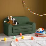 Canap� lit enfant en velours c�tel� d�pliable, l 90 x p 43 x h 51, 5 cm kaki