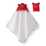 Cape de bain � capuche pour b�b� et gant de toilette coton rouge