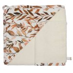 Cape de bain + gant ecru, marron, orange