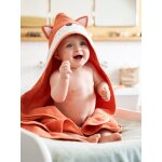 Cape de bain et gant de toilette renard terre cuite