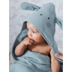 Cape de bain gaze de coton et gant de toilette bio * bleu