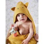 Cape de bain gaze de coton et gant de toilette bio * ocre