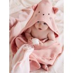 Cape de bain gaze de coton et gant de toilette bio * rose