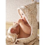 Cape de bain gaze de coton personnalisable + gant de toilette babylon beige imprim