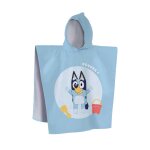 Cape de bain imprim�e 100% coton, bluey hourra bleu ciel