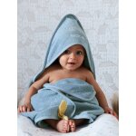 Cape de bain personnalisable et gant de toilette bleu moyen