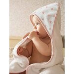 Cape de bain personnalisable et gant de toilette noeuds blanc imprim�