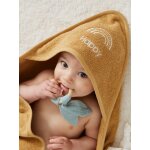 Cape de bain personnalisable + gant de toilette ocre