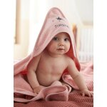 Cape de bain personnalisable et gant de toilette rose poudr�
