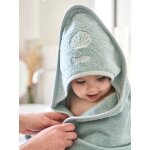 Cape de bain personnalisable + gant de toilette vert cladon