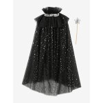 Cape  toiles et paillettes + baguette noir