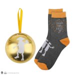Capsule de no�l avec boule de no�l et chaussettes dobby - harry potter or