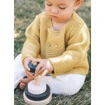 Cardigan b�b� 4 boutons coton bio moutarde