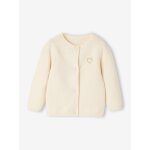 Cardigan broderie dore coeur bb ivoire
