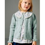 Cardigan avec broderie et volants b&s vert