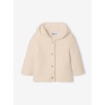 Cardigan � capuche b�b� en tricot beige clair