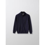 Cardigan col montant garon bleu fonce uni