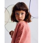 Cardigan  col rond avec dtail  torsades rose