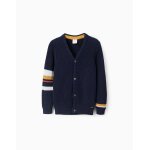 Cardigan côtelé À rayures bleu foncé Cardigan côtelé À rayures bleu foncé