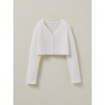 Cardigan court en coton biologique ? et blanc pur
