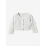Cardigan court fille - coton biologique - collection ftes et mariages cyrillus cru