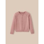 Cardigan fille en coton et laine rose chine
