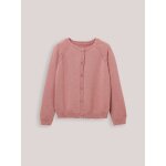 Cardigan fille en coton et laine rose grise chine