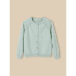 Cardigan fille en coton et laine vert pastel