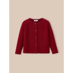 Cardigan fille en laine mrinos framboise