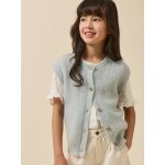 Cardigan fille laine et mohair vert d'eau