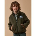 Cardigan gar�on zipp� en sherpa kaki