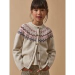Cardigan jacquard fille bordeaux