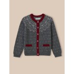 Cardigan jacquard en laine gris chine fonce