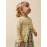 Cardigan maille ajour�e b�b� - coton biologique jaune pastel